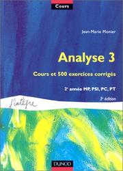 Cover of: Cours de mathématiques, tome 5 : Analyse 3  by Jean-Marie Monier