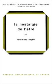 Cover of: La Nostalgie de l'Etre