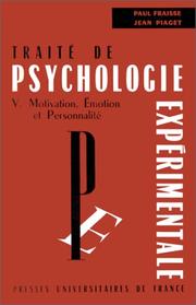 Cover of: Traité de psychologie expérimentale, tome 5