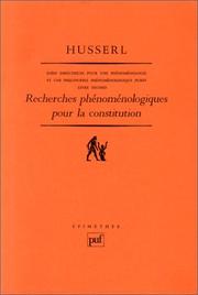 Cover of: Idées directrices pour une phénoménologie et une philosophie phénoménologique pures