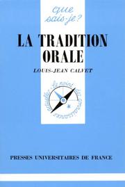 Cover of: La tradition orale