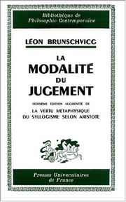 Cover of: La modalité du jugement