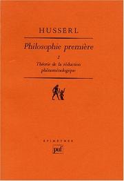 Cover of: Philosophie première, 1923-24 by Edmund Husserl