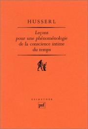 Cover of: Leçons pour une phénoménologie de la conscience intime du temps
