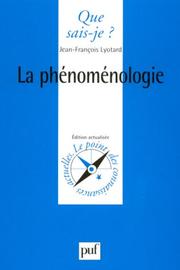 Cover of: La Phénoménologie