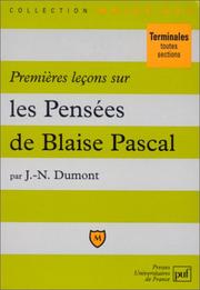 Cover of: Premieres leçons sur "Pensées" de Pascal