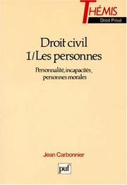 Cover of: Droit Civile: Les Personnes: Tome 1