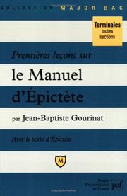 Cover of: Premières leçons sur le Manuel d'Epictète
