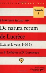 Cover of: Premières leçons sur De natura rerum de Lucrèce, livre I, vers 1-634