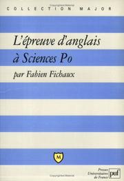 Cover of: L'Epreuve d'anglais à Sciences Po