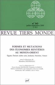 Cover of: Revue Tiers Monde, numéro 163, juillet-septembre 2000  by Blandine Destremau