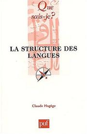 Cover of: La structure des langues
