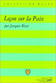 Cover of: Leçon sur la paix