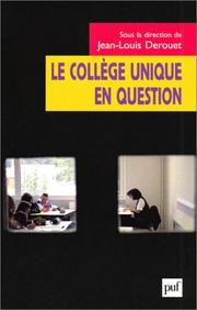 Cover of: Le collège unique en question