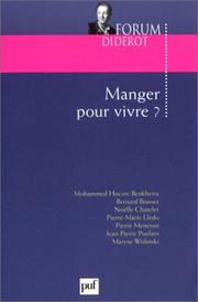 Manger pour vivre? by Forum Diderot (2001 Paris, France), Dominique Lecourt, Pierre Fedida