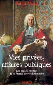 Cover of: Vies privées, affaires publiques