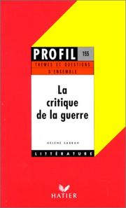 La Critique de la guerre by Hélène Sabbah