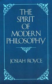 Cover of: The spirit of modern philosophy: an essay in the form of lectures.