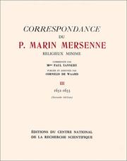 Cover of: Correspondance du Père Marin Mersenne, religieux minime, tome 3  by Marin Mersenne
