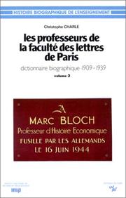Cover of: Les Professeurs de la faculte des lettres de paris, volume 2