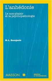 Cover of: L'anhédonie: Le non-plaisir et la psychopathologie