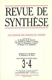 Cover of: Revue de Synthèse, numéro 3-4, Juillet- Décembre 1988 : Une histoire des sciences de l'homme