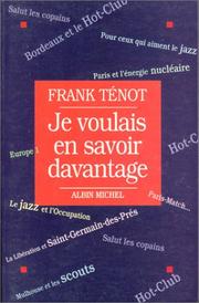 Cover of: Je voulais en savoir davantage