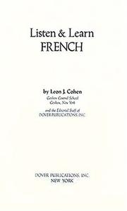 Cover of: Listen & Learn French (Manual Only)