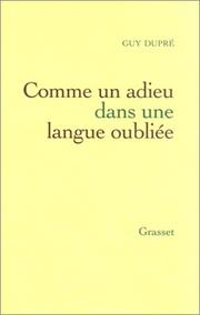 Cover of: Comme Un Adieu Dans Une Langue Oubliee