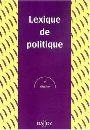 Cover of: Lexique de politique