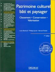 Cover of: Patrimoine culturel, bâti et paysager  by Louis Bachoud, Bernard Toulier, Philippe Jacob