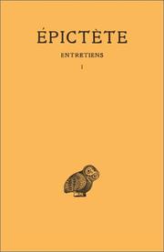 Cover of: Entretiens, tome 1, livre I, 2e édition