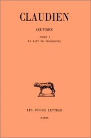 Cover of: Oeuvres, tome 1 : Le Rapt de Proserpine