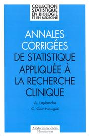 Cover of: Annales corrigées de statistique: Appliquée à la recherche clinique