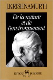 Cover of: De la nature et de l'environnement