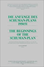 Cover of: Die anfange des schuman-plans