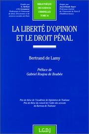 Cover of: Liberté d'opinion et droit pénal