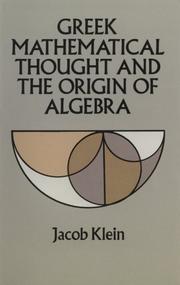Cover of: Greek mathematical thought and the origin of algebra