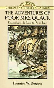 Cover of: The adventures of poor Mrs. Quack by Thornton W. Burgess