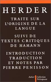 Cover of: Traité sur l'origine de la langue