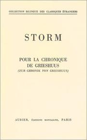 Cover of: Pour la chronique de Grieshuus (livre non massicoté), bilingue (français-allemand)