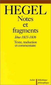 Cover of: Notes et fragments