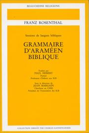 Cover of: Grammaire d'araméen biblique by Franz Rosenthal