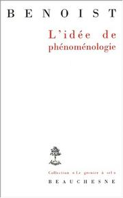 Cover of: L'idée de phénoménologie