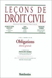 Cover of: Leçons de droit civil, tome 2, 1re partie, 9e édition. Obligations : théorie générale