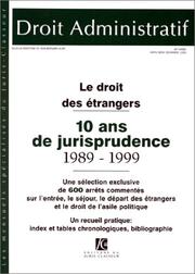 Cover of: Droit des étrangers, 10 ans de jurisprudence, 1989-1999 by Howard P. Vincent