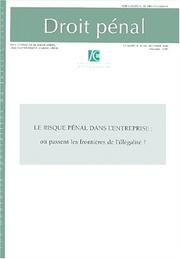 Cover of: Le risque penal dans l'entreprise : ou passent les frontieres de l'inegalite ?
