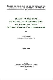 Cover of: Stades et concept de stade développement de l'enfant dans la psychologie contemporaine