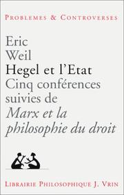 Cover of: Helge et l'Etat. Cinq conférences suivies de Marx et la philosophie du droit by Eric Weil