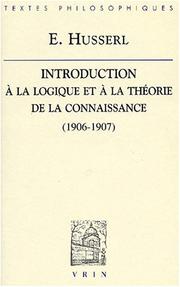 Cover of: Introduction à la logique et à la théorie de la connaissance